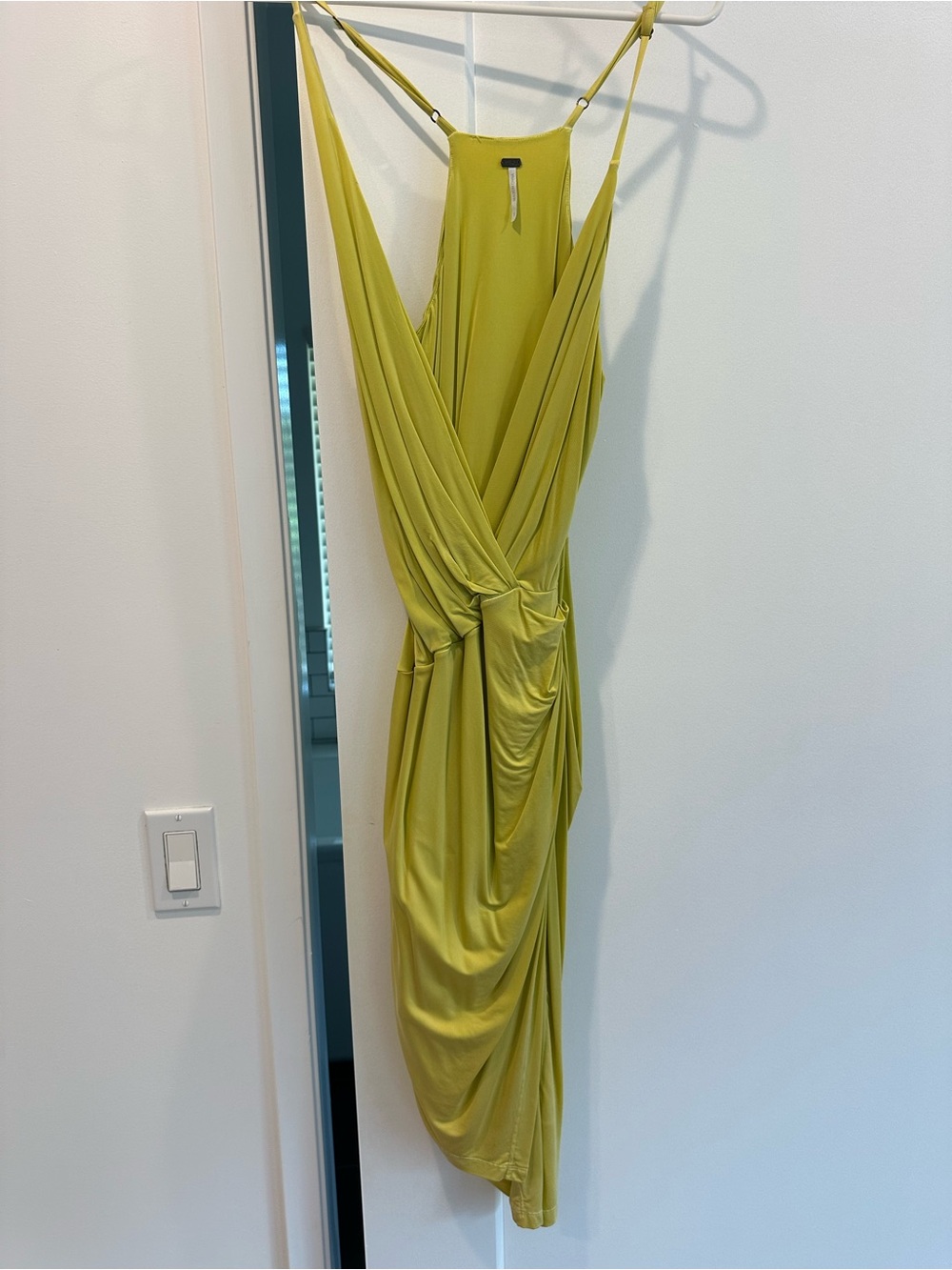 YFB Asymmetrical Draped Sleeveless Dress in Chartreuse